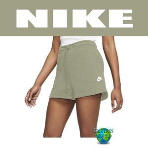 NWT Nike Womens Sportswear Essential High Rise Jersey Shorts DQ3350 Khaki Green